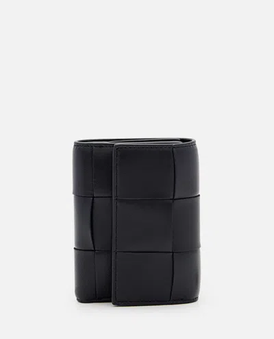 Bottega Veneta Bi-fold Leather Wallet In Black