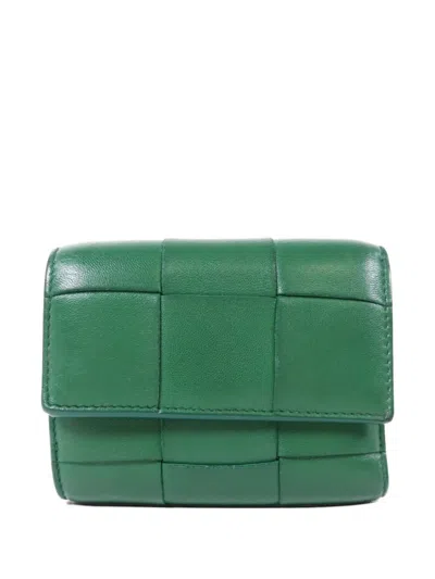 Pre-owned Bottega Veneta Cassette Trifold Wallet In Green