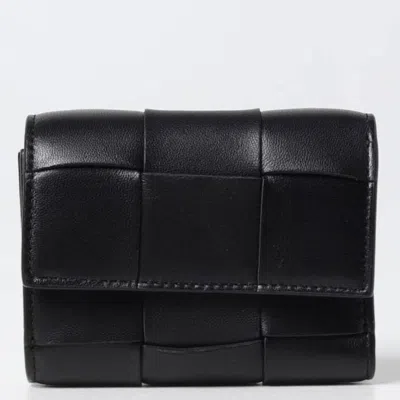 Bottega Veneta Cassette Tri-fold Zip Wallet In ["black","gold Tone","two Tone"]