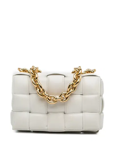 Pre-owned Bottega Veneta 21th Century Intrecciato Padded Chain Cassette Satchel In White