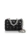 Bottega Veneta Cassette Woven Quilted Leather Crossbody In Black/silver