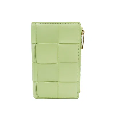Pre-owned Bottega Veneta Cassette Yellow Leather Wallet  ()