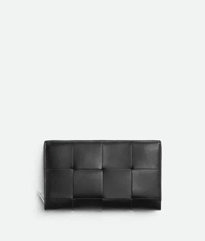 Bottega Veneta Cassette Zip Around Wallet In Black