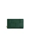 Bottega Veneta Cassette Zip Around Wallet In Emerald Green