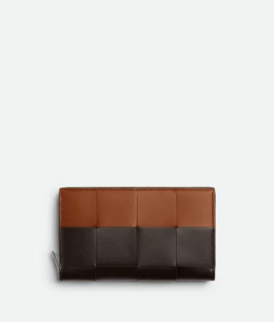 Bottega Veneta Cassette Zip Around Wallet In 2476 Fond-wood/fon-s