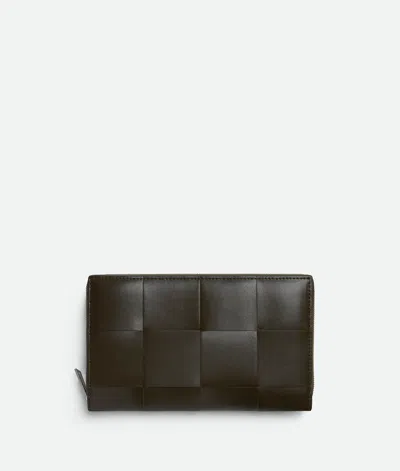 Bottega Veneta Cassette Zip Around Wallet In Kaki/light Butterscotch