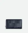 Bottega Veneta Cassette Zip Around Wallet In Space/sapele