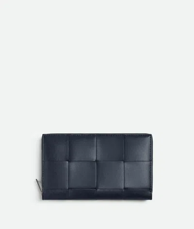 Bottega Veneta Cassette Zip Around Wallet In Space/sapele