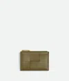Bottega Veneta Cassette Kartenetui Mit Zip In Algae/dark Praline
