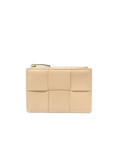 Bottega Veneta Cassette Zippered Card Case In Neutral