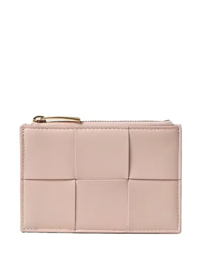 Bottega Veneta Porta Carte Cassette Con Zip In Nude & Neutrals