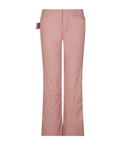 Bottega Veneta Casual Straight-leg Leather Pants In Pink