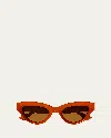 Bottega Veneta Bv1249s004 Orange Orange Brown