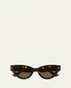 Bottega Veneta Cat-eye Acetate Sunglasses In Shiny Spotted Havana