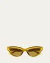 Bottega Veneta Cat-eye Acetate Sunglasses In Shiny Transparent Mustard