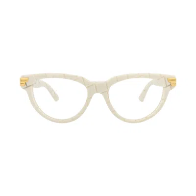 Pre-owned Bottega Veneta Cat Eye-frame Acetate Optical Frames 'ivory/transparent' | White | Women's Size Onesi
