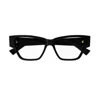 Bottega Veneta Cat Eye Frame Glasses In 001 Black Black Transpare