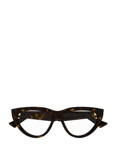 Bottega Veneta Cat-eye Frame Glasses In 002 Havana Havana Transpa