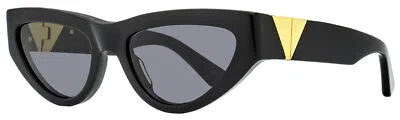 Pre-owned Bottega Veneta Cat Eye Sunglasses Bv1176s 001 Black/gold 55mm In Gray
