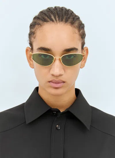 Bottega Veneta Bv1330s Knot Cat Eye Metal Sunglasses In Gold