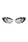 Bottega Veneta Cat Eye Sunglasses In Havana & Blue