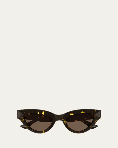 Bottega Veneta Cat-eye Acetate Sunglasses In Shiny Spotted Havana