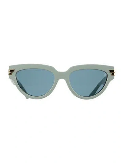 Pre-owned Bottega Veneta Cat-eye Mirrored Sunglasses In Green