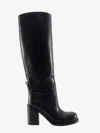 Bottega Veneta Leather High Shaft Block Heel Boots In Black