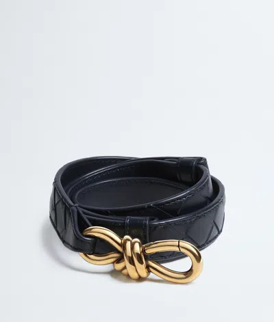 Bottega Veneta Metal Buckle Belt In Black