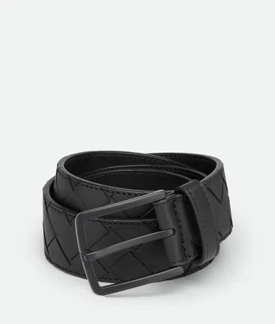 Bottega Veneta Intrecciato Belt In Black