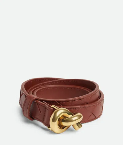 Bottega Veneta Intrecciato Leather Knot Belt In Metallic