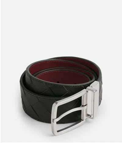 Bottega Veneta Intrecciato Reversible Belt In Green