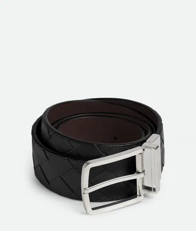 Bottega Veneta Intrecciato Reversible Belt In Brown