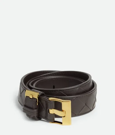 Bottega Veneta Watch Intrecciato Leather Belt In Brown