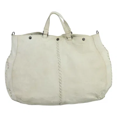 Pre-owned Bottega Veneta Cervo White Leather Tote Bag ()
