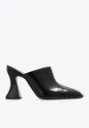 Bottega Veneta Womens Black Cha Cha 100 Leather Curved-heel Mules In Black