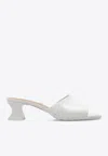 Bottega Veneta Womens White Cha Cha Patent-leather Heeled Mules In White