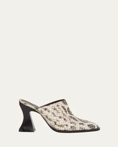 Bottega Veneta Cha Cha Anaconda Snakeskin Mules In Gold