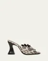 Bottega Veneta Cha Cha Bicolor Anaconda Slide Sandals In Onyx-dark Red