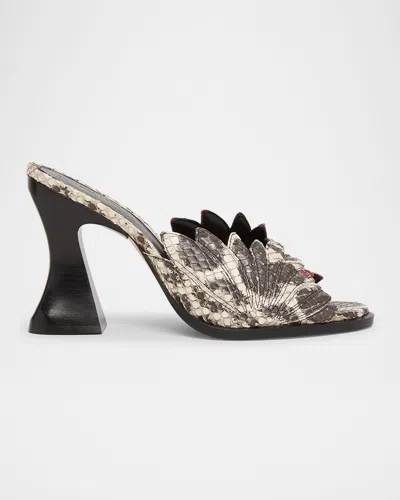 BOTTEGA VENETA CHA CHA BICOLOR ANACONDA SLIDE SANDALS