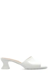 Bottega Veneta Womens White Cha Cha Patent-leather Heeled Mules
