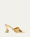 Bottega Veneta Cha Cha Metallic Mule Sandals In Gold-white