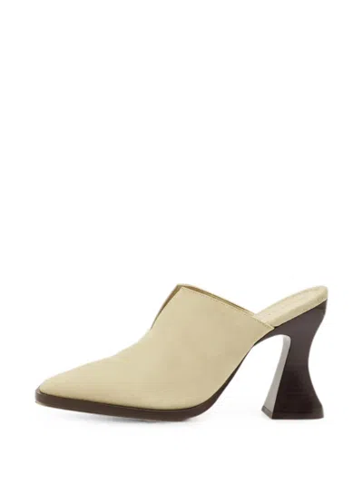 Pre-owned Bottega Veneta Cha Cha Sculpted-heel Mules In Neutral