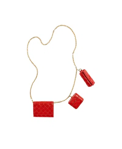 Bottega Veneta Chain Belt Card Bag In Red