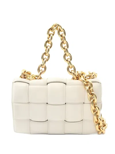 Pre-owned Bottega Veneta Chain Cassette Shoulder Bag In White