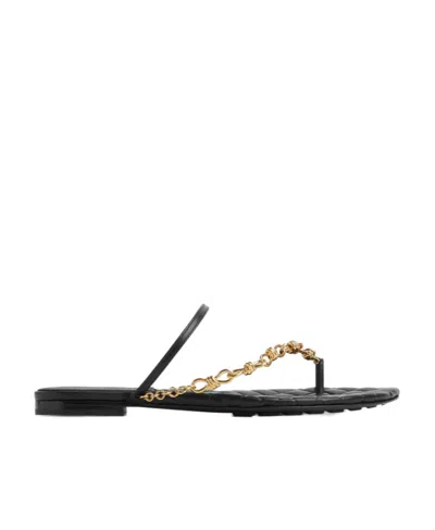 Bottega Veneta Chain Details Slippers In Black
