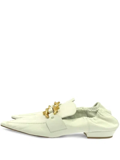 Pre-owned Bottega Veneta Chain-link Pointed-toe Pumps In White