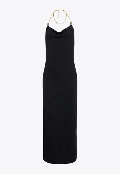 Bottega Veneta Chain Neckline Midi Dress In Black