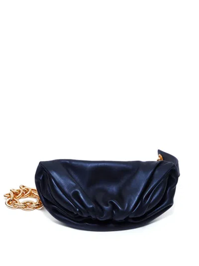 Pre-owned Bottega Veneta Chain Pouch Leather Clutch Bag In 黑色