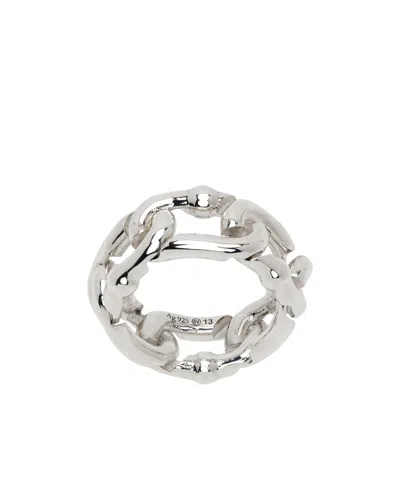 Bottega Veneta Silver Chain Link Ring In 8117 Silver